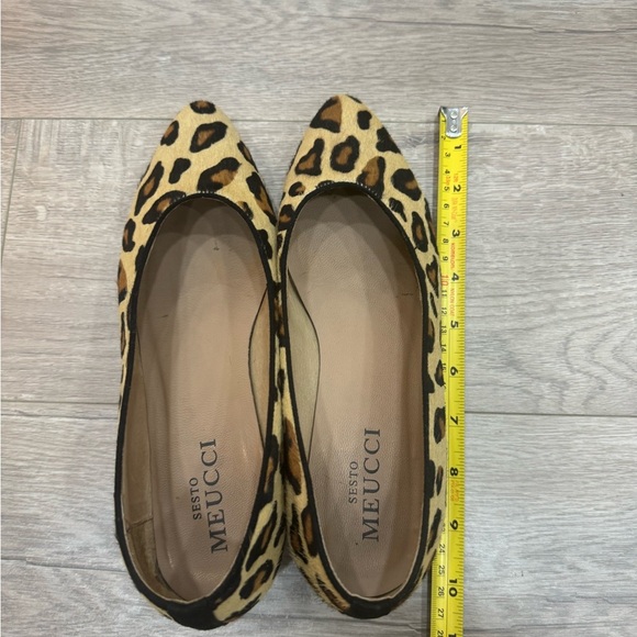 Sesto Meucci Italy Genuine Calf Hair Leopard Shoes Flats Pointed Toe Size 8 - Picture 5 of 7